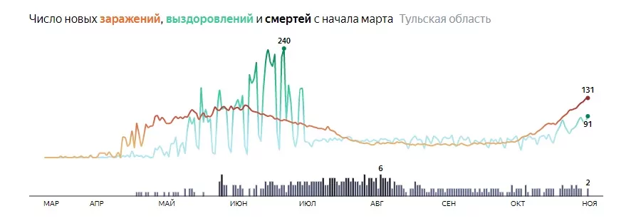 Тульская область занимает 5 место в стране по скорости распространения коронавируса