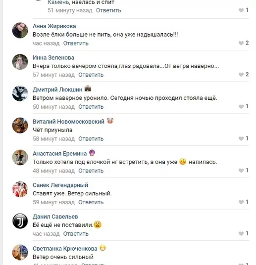 В Новомосковске упала новогодняя елка