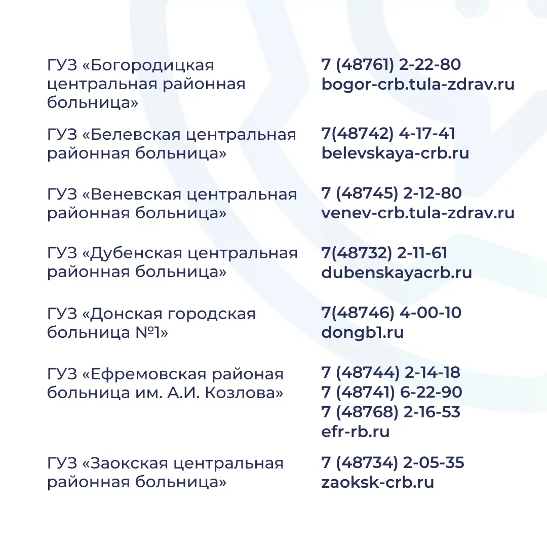 Куда обратиться за помощью: публикуем номера телефонов больниц Тульской области