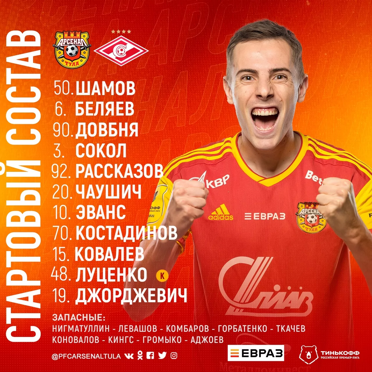 В Туле начинается матч "Арсенал" - "Спартак"