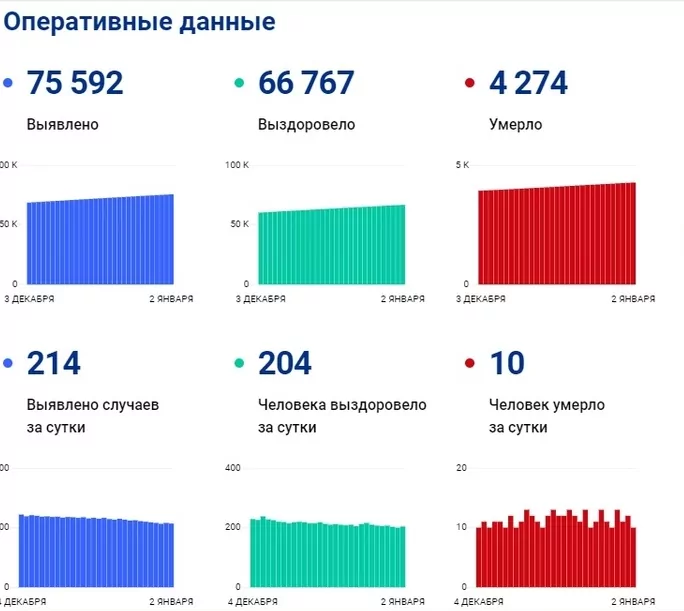 214 заболевших и 10 умерших: публикуем данные о коронавирусе в Тульской области на 2 января