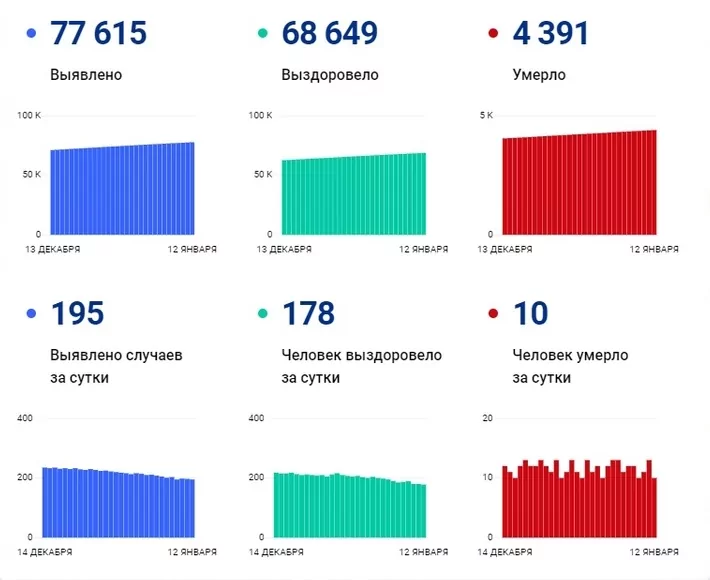 12 января в Тульской области сообщили о 195 новых заболевших коронавирусом