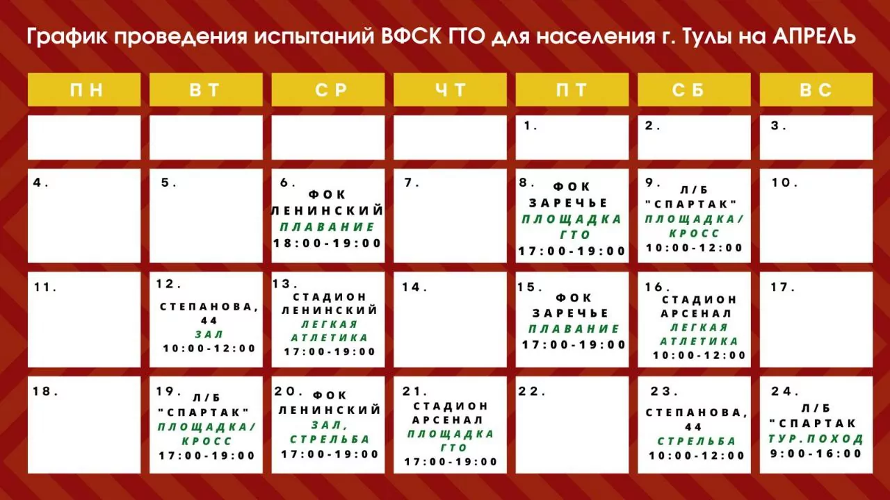 Туляков приглашают пройти испытания ГТО в апреле
