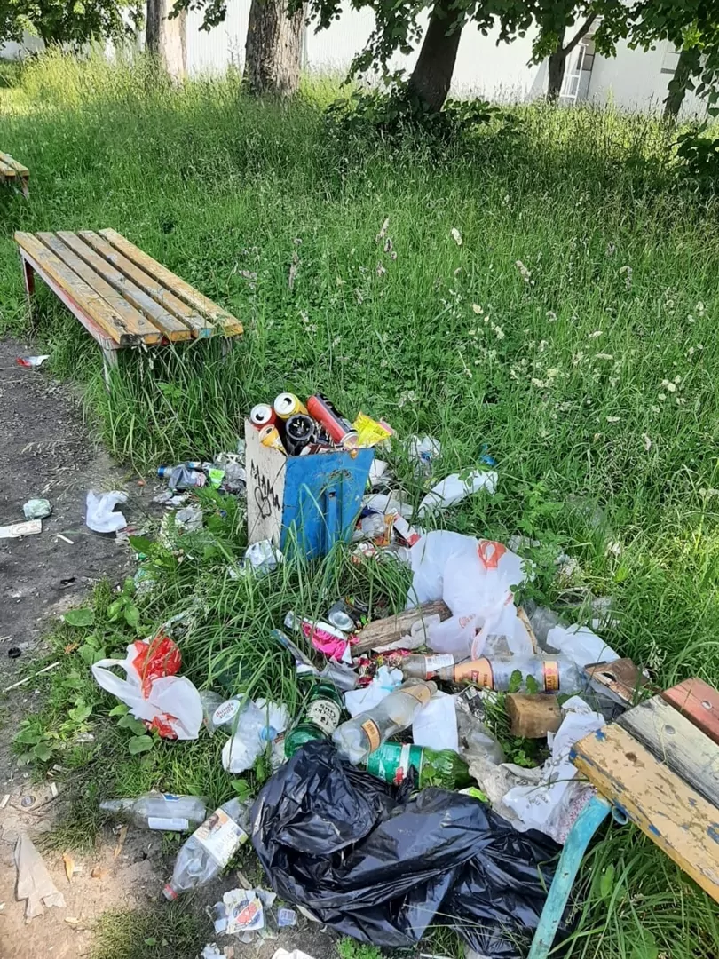 В соцсетях пожаловались на сорняки и мусор на детской площадке в Узловой