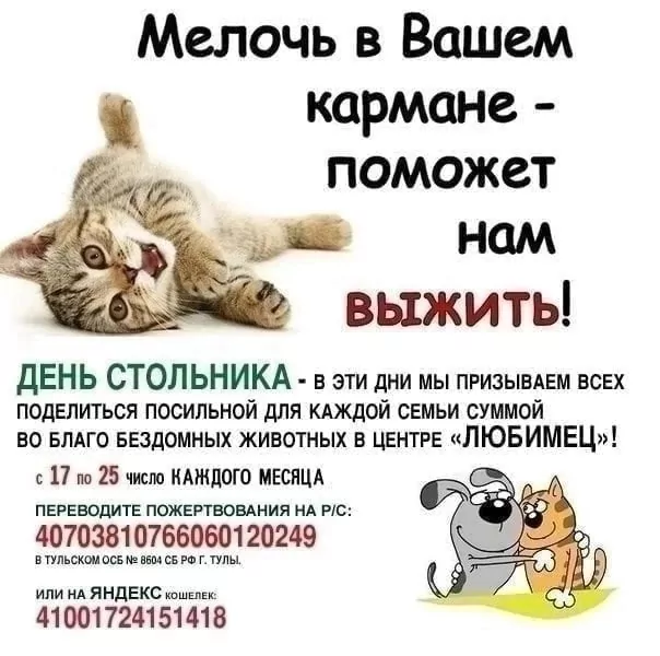 В Туле «Любимец» проводит традиционную благотворительную акцию «Дни стольника»