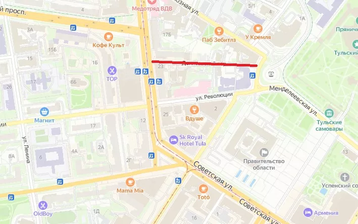В Туле в Денисовском переулке временно ограничат движение транспорта