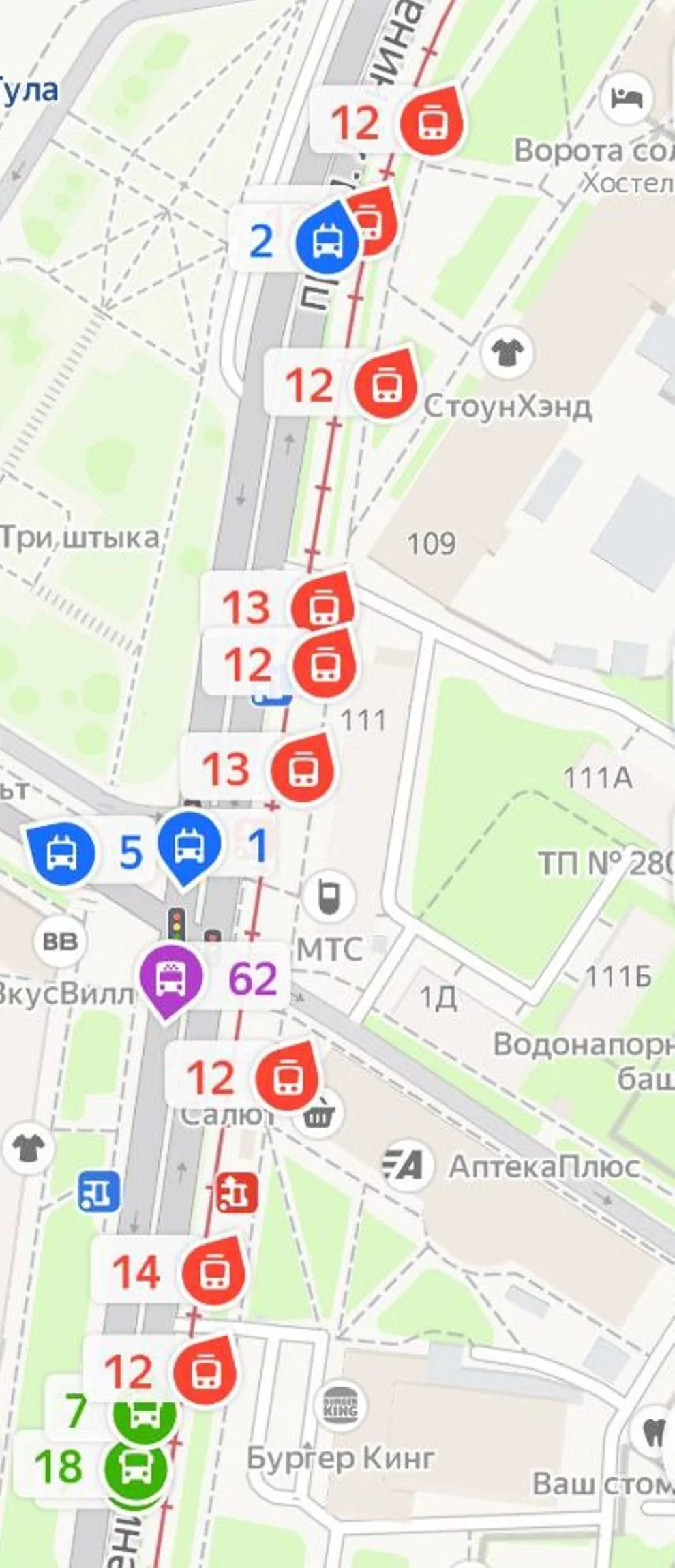 Вечером 22 ноября на проспекте Ленина в Туле встали трамваи