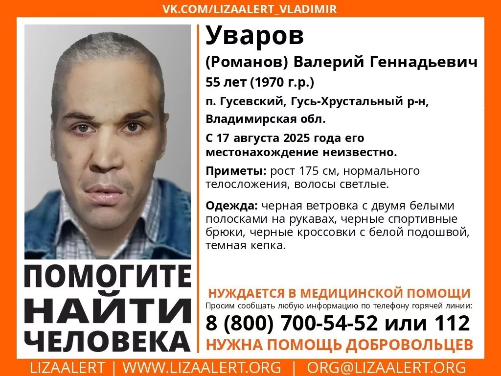 В Тульской области ищут 55-летнего мужчину