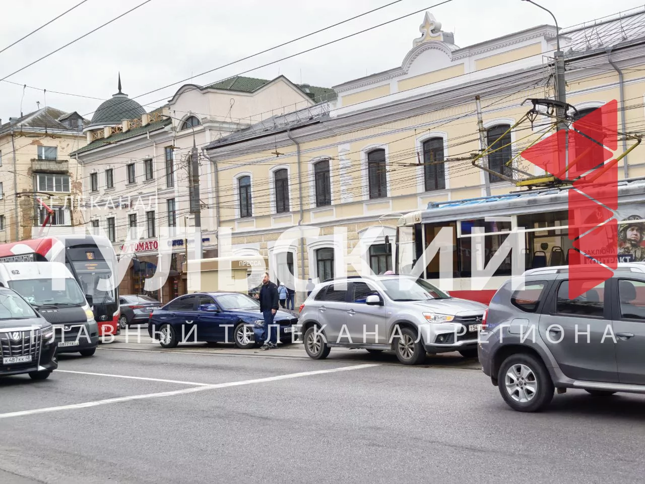 В Туле на улице Советской из-за ДТП "встали" трамваи