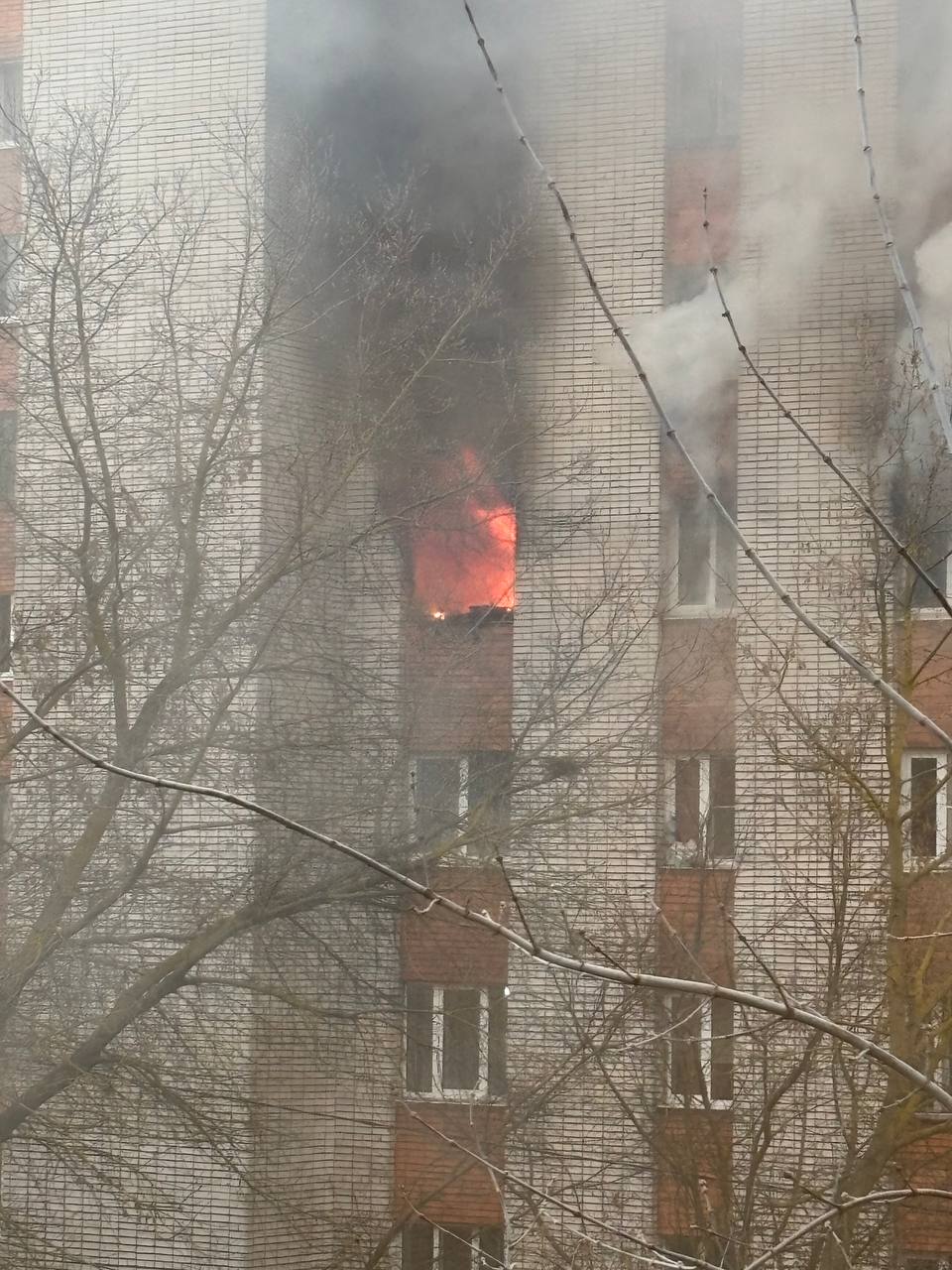 В Туле на 18-м проезде Мясново горит квартира в многоквартирном доме