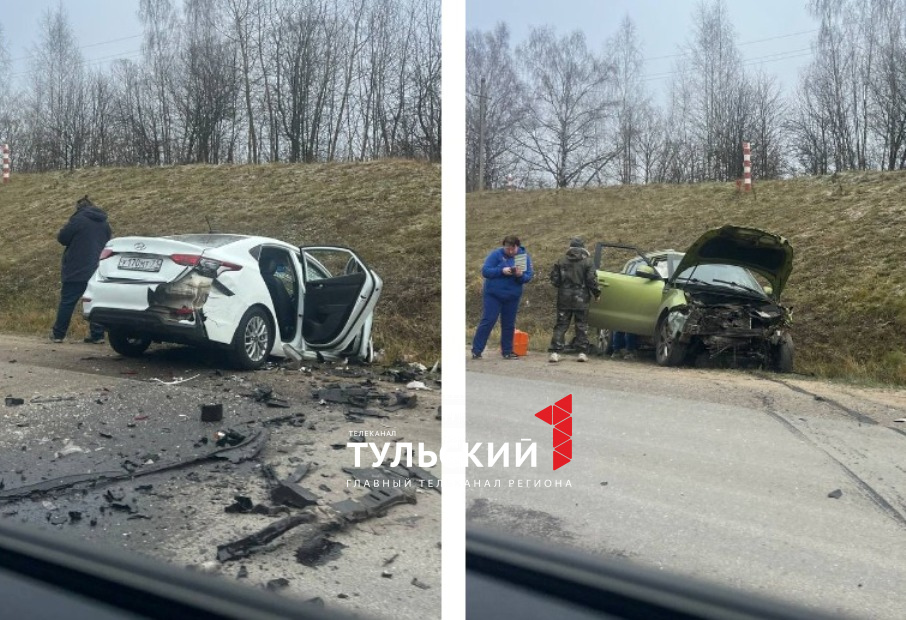 Две иномарки столкнулись лоб в лоб на трассе М-2 "Крым" под Тулой