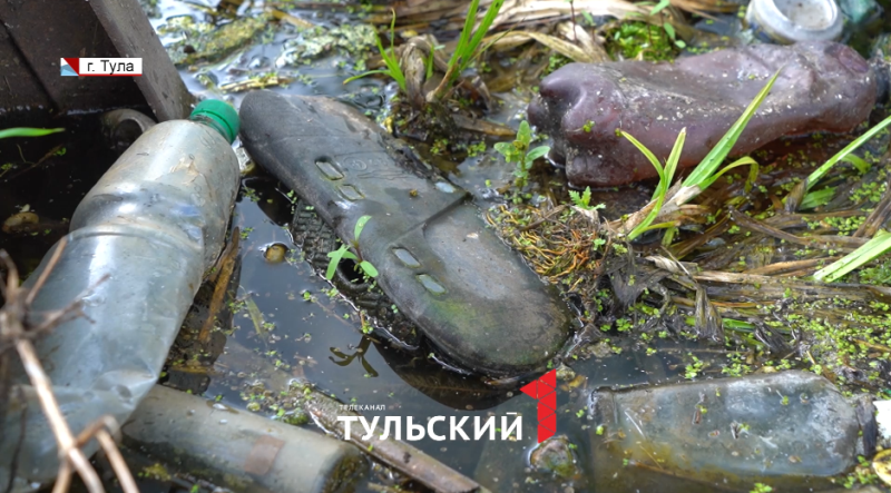 Старые ботинки вместо рыбы: река под Тулой превращается в свалку мусора