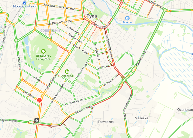 Карта тулы с общественным транспортом