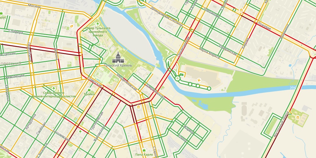 Тула пробки сейчас онлайн карта смотреть в туле