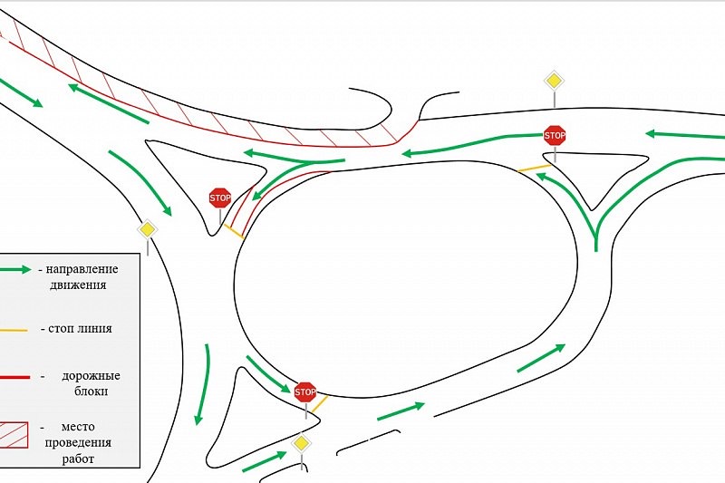 На кругу в районе улицы Мосина и Павшинского моста в Туле изменена схема движени