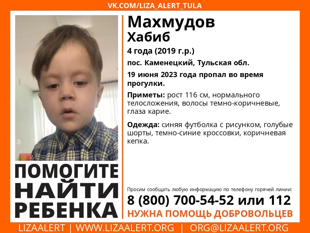 В Тульской области пропал 4-летний мальчик | 19.06.2023 | Тула - БезФормата