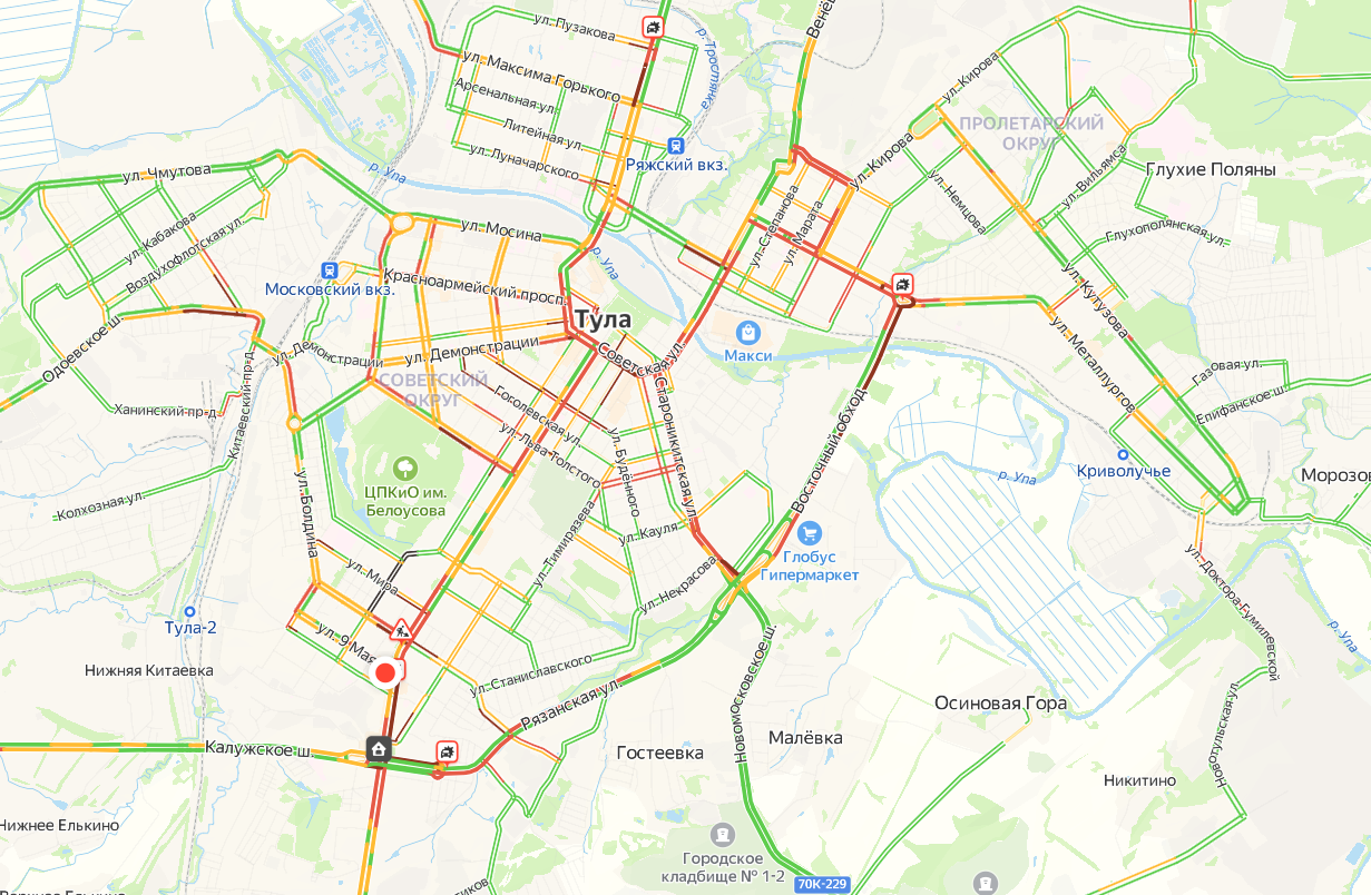Вечером 31 октября Тула «встала» в 8-балльных пробках - Новости Тулы и  области - 1tulatv