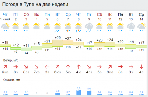 Погода тула на 10 дней самый точный