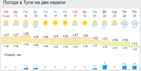 Погода тула на 10 дней самый точный