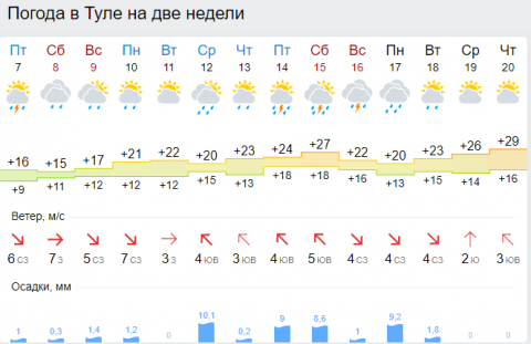 Погода тула на 10 дней самый точный