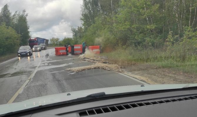«Всё пенилось, и шёл оранжевый дым»: под Новомосковском произошло ДТП с машиной со странным грузом 