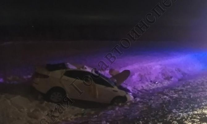 В Богородицком районе Kia Rio опрокинулась в кювет