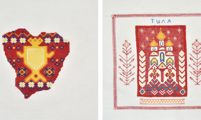 Тульские мастерицы вышили самовар и храм на карте России