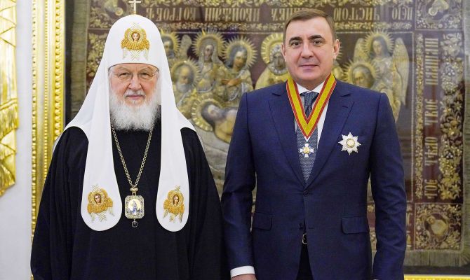 Патриарх Кирилл наградил Алексея Дюмина орденом благоверного князя Даниила Московского II степени