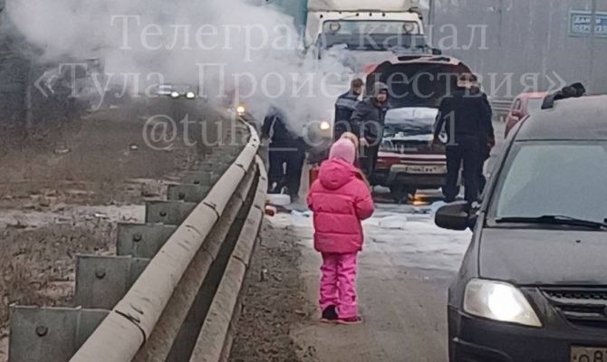 На московской трассе вспыхнула машина