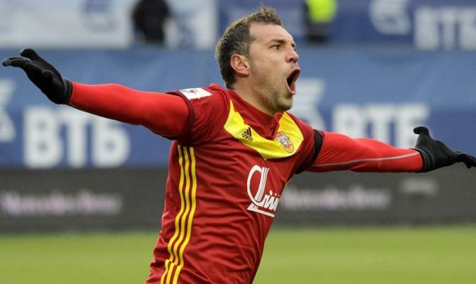 Артем Дзюба забил гол в ворота сборной Египта в матче ЧМ-2018