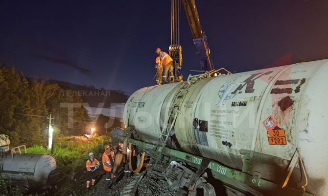 Как в Тульской области восстанавливали движение на месте схода поезда с рельсов: видео