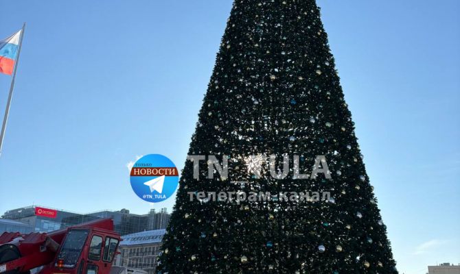 На площади Ленина в Туле начали разбирать новогоднюю елку 