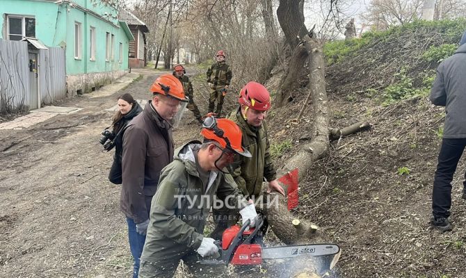 Дмитрий Миляев взял в руки бензопилу на Всероссийском субботнике
