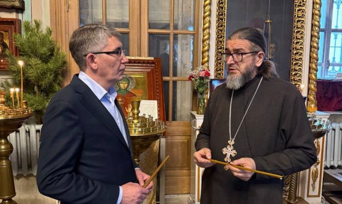 Дмитрий Миляев посетил Собор Успения Пресвятой Богородицы в Алексине