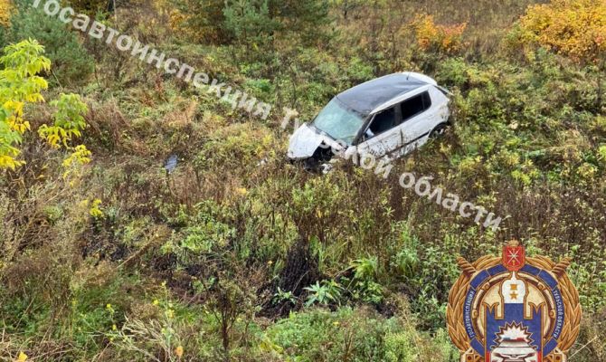 Под Тулой пьяный водитель «Шкоды» улетел в кювет и опрокинулся