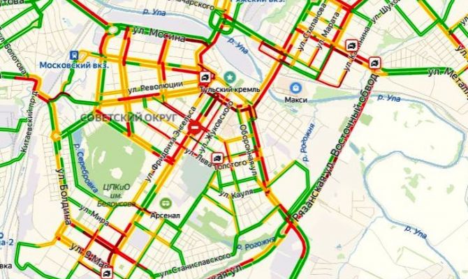 Пробки в туле сейчас онлайн карта смотреть бесплатно