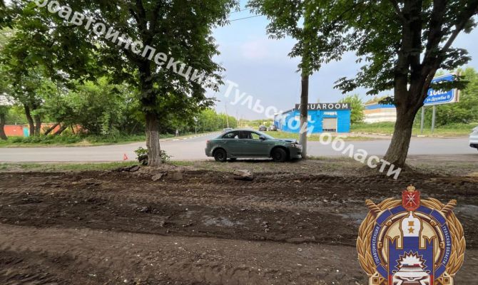 В Новомосковске водитель «Митсубиси» не справилась с управлением и врезалась в столб