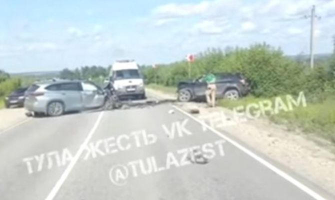 В Дубенском районе произошло лобовое столкновение двух автомобилей «Тойота»