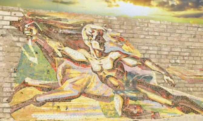 Лошадь или велосипед: на тульском велотреке обнаружили мозаику середины прошлого века