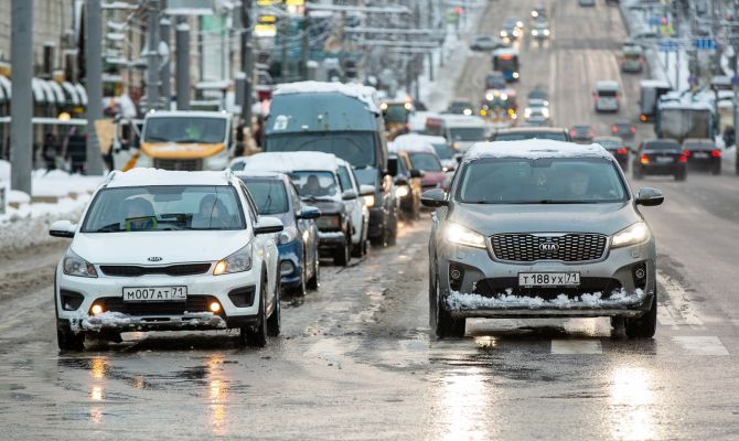 Утром 22 декабря в центре Тулы образовалась пробка