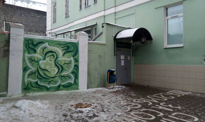 Вход в центральный роддом Тулы украсило граффити