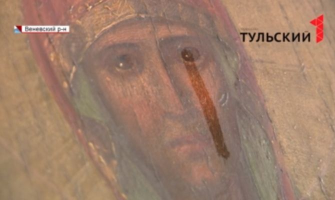 В храме Веневского района мироточит икона Божьей Матери «Знамение»