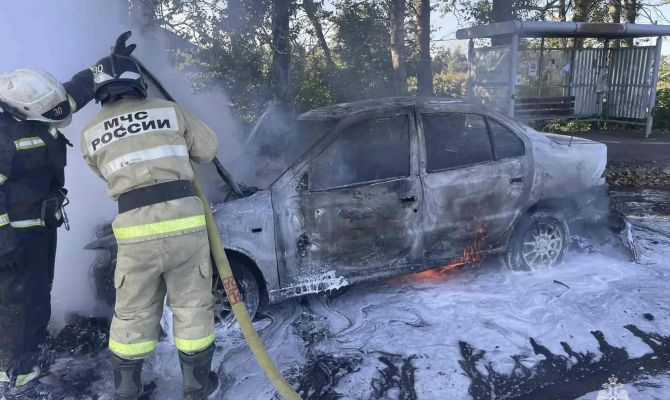 В Узловском районе сгорел автомобиль