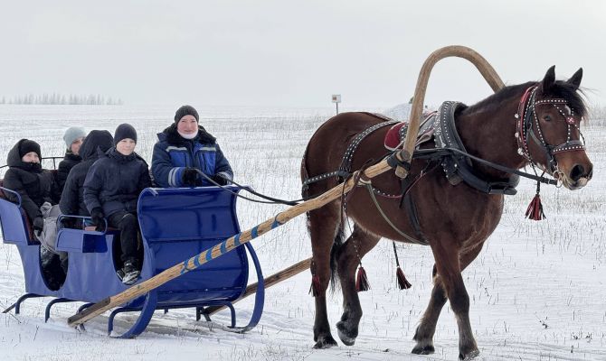 На Конном дворе метали валенки и пекли блины на пеньках