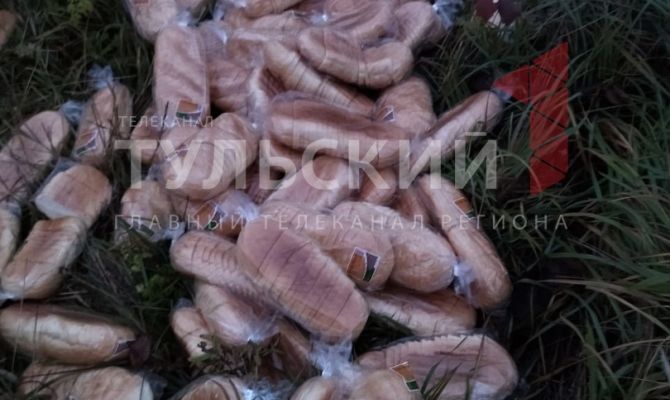 В Туле неизвестные снова выкинули кучу батонов хлеба на обочину дорогу