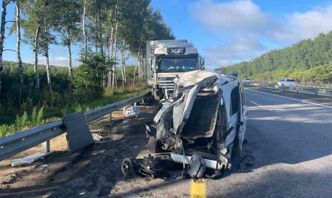 Фура врезалась в "Мерседес": 2-летний малыш пострадал в ДТП под Тулой
