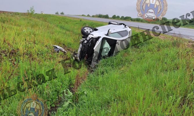 В Киреевском районе Chevrolet Aveo улетел в кювет и перевернулся