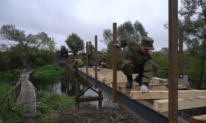 В Тульской области военные довели время строительства мостов до 3 недель