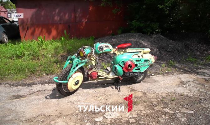 Мастер из Тулы собрал мотоцикл из советских стиральных машин и фонарей