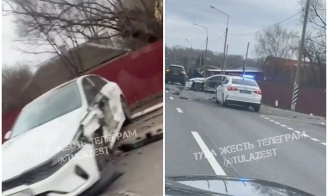 В Карамышево под Тулой столкнулись легковушка и внедорожник